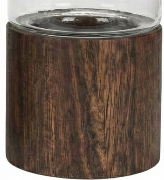 Japandi Windlicht Acaciahout - Set van 2 - 20 en 25 cm hoog