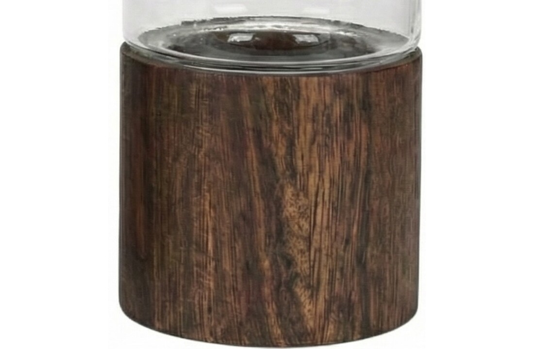 Japandi Windlicht Acaciahout ribbel - Set van 2 - 20 en 25 cm hoog