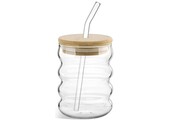 Drinkglas Murby - 290 ml - met rietje en houtendeksel