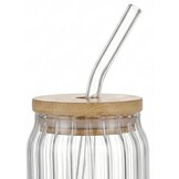 Drinkglas Ruby - 400 ml - met rietje en houtendeksel