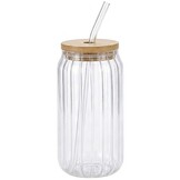 Drinkglas Ruby - 500 ml - met rietje en houtendeksel