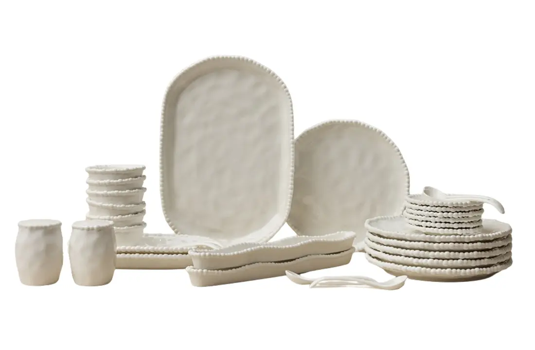 Pearly ontbijtset 31-delig - 6 persoons - gebroken wit