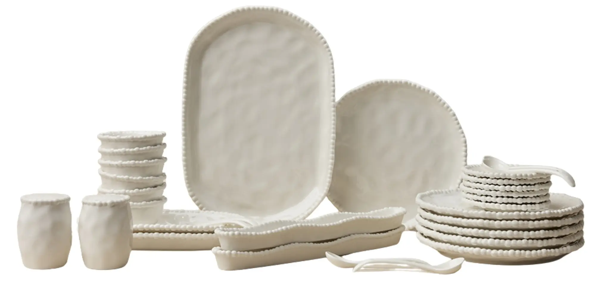 Pearly ontbijtset 31-delig - 6 persoons - gebroken wit