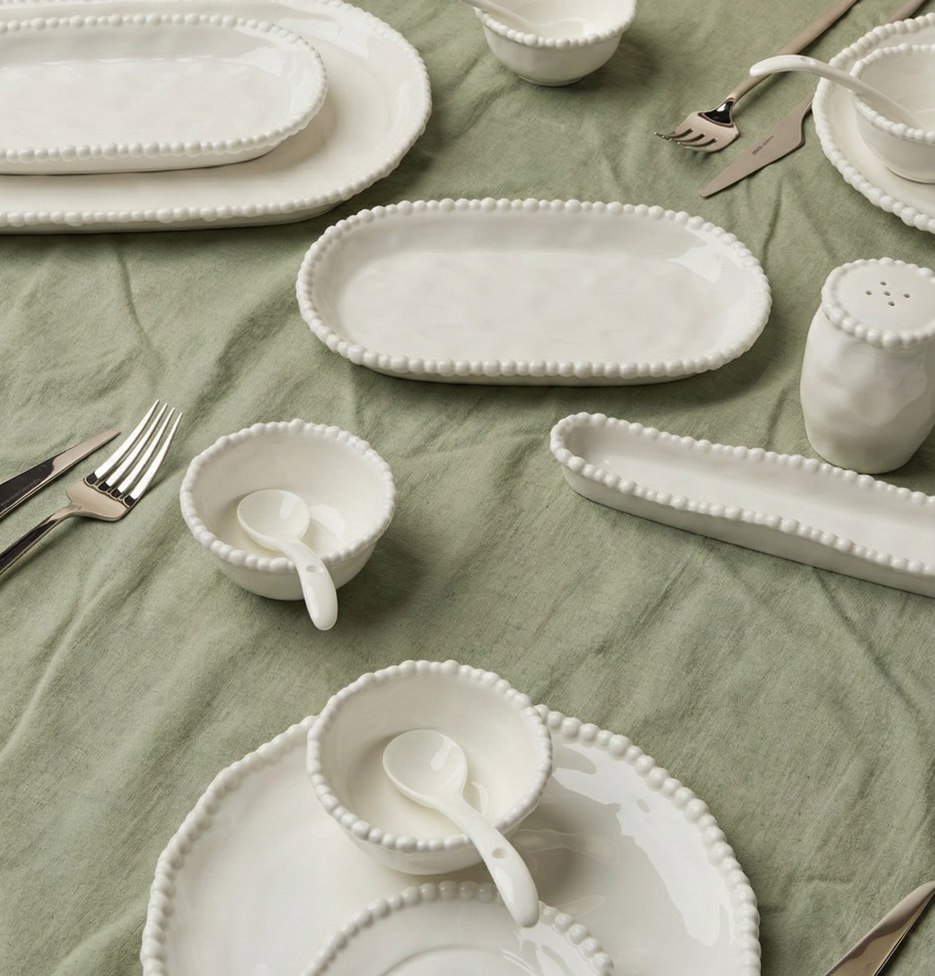 Pearly ontbijtset 31-delig - 6 persoons - gebroken wit