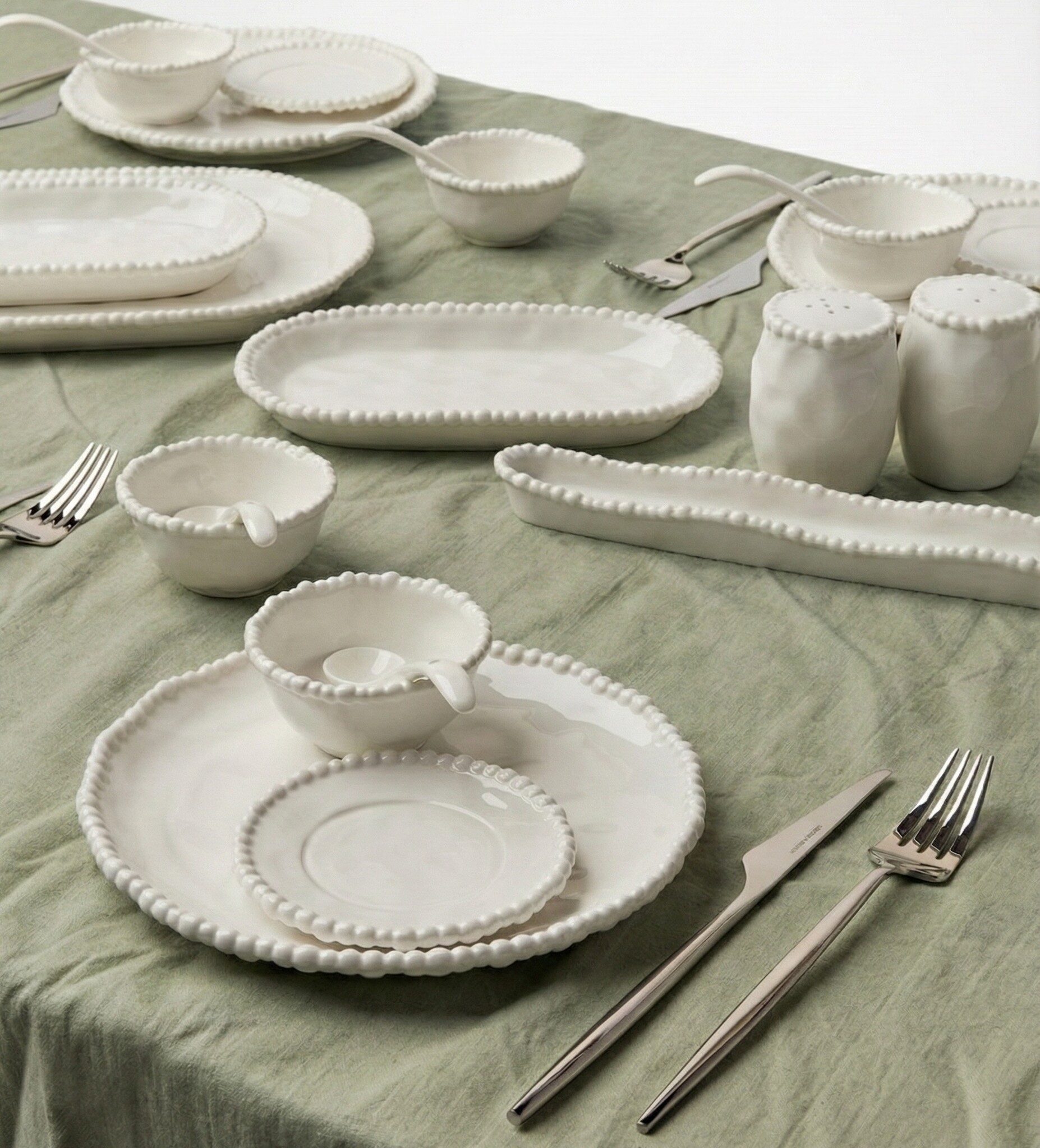 Pearly ontbijtset 31-delig - 6 persoons - gebroken wit