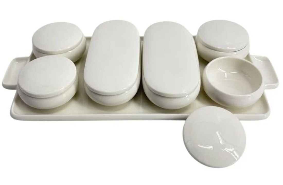 Belicia 13-delige Porseleinen Serveer- & Ontbijtset met Deksels – Van Koelkast naar Tafel in een Handomdraai