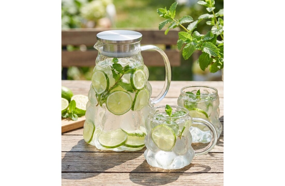 Glazen Karaf Kira | 1.8 liter - met filter - metalen deksel