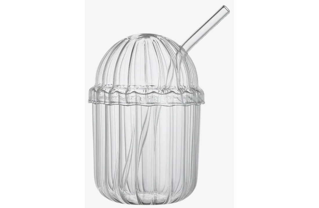 Ijskoffie Glas met rietje en deksel - 500 ML