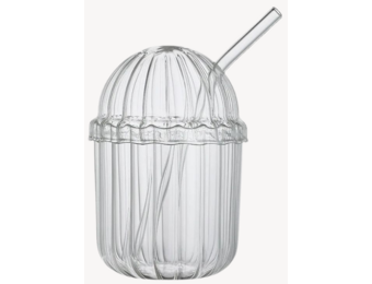 Ijskoffie Glas met rietje en deksel - 500 ML