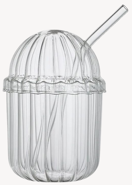 Ijskoffie Glas met rietje en deksel - 500 ML