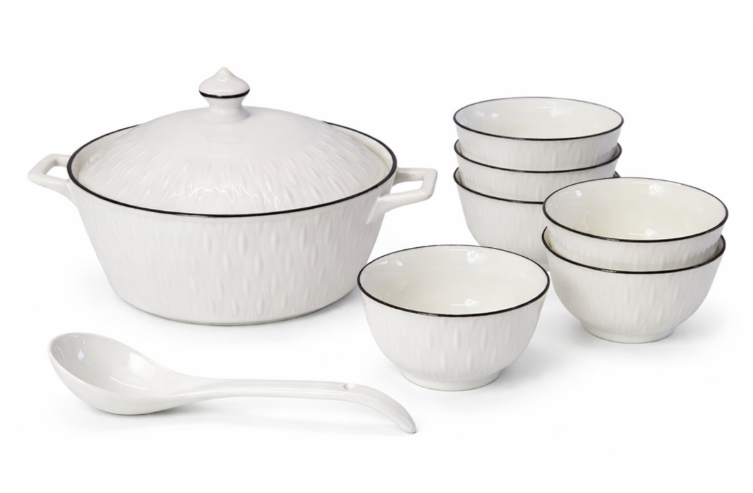 Soep Set Harira - Wit/Zilver | 6 persoons