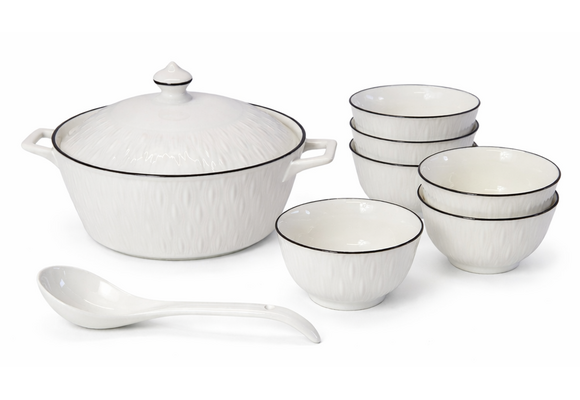 Soep Set Harira - Wit/Zilver | 6 persoons