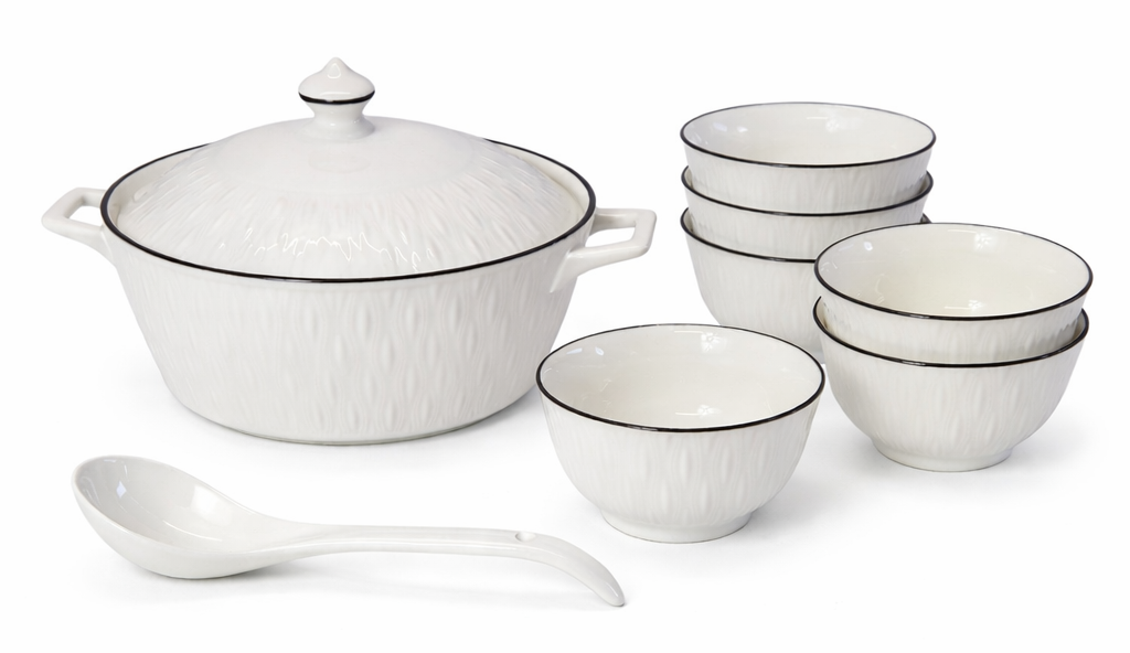 Soep Set Harira - Wit/Zilver | 6 persoons