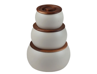 Luxe Bewaarpotten set Terra | 3 delig - Acaciahout