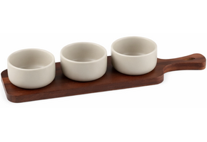 Serveerplank met 3 schaaltjes Terra - Acacia hout