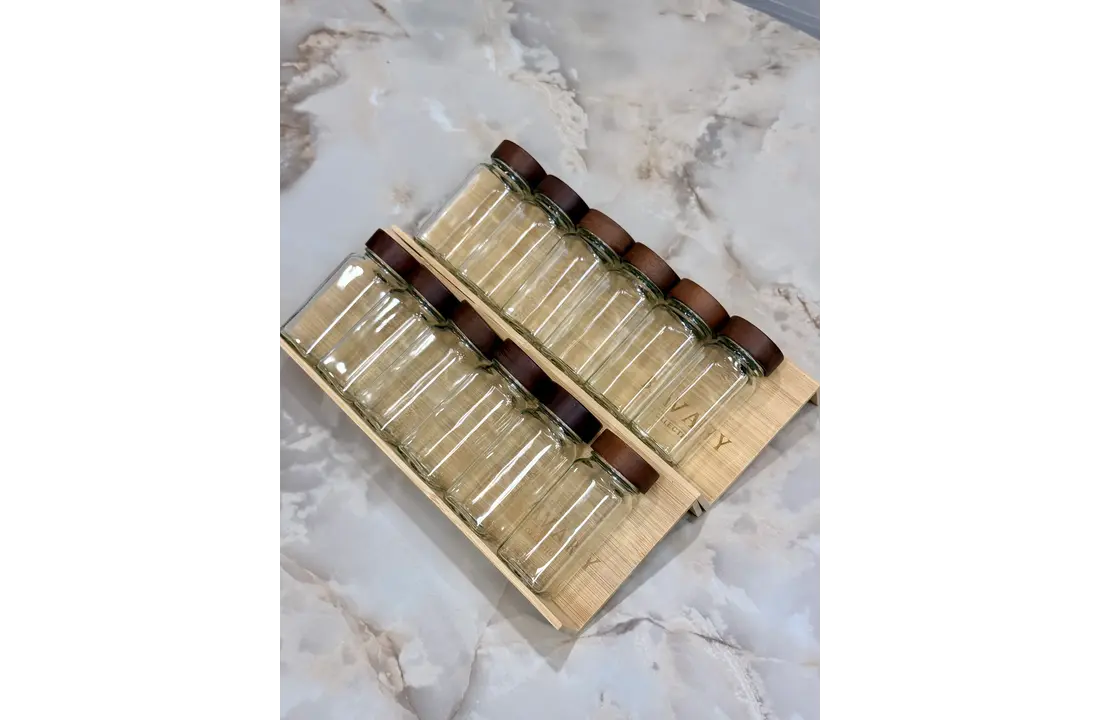 Kruidenpotjes Set – Complete 12-Delige Keukenopslag met Stijlvol Houten Rek