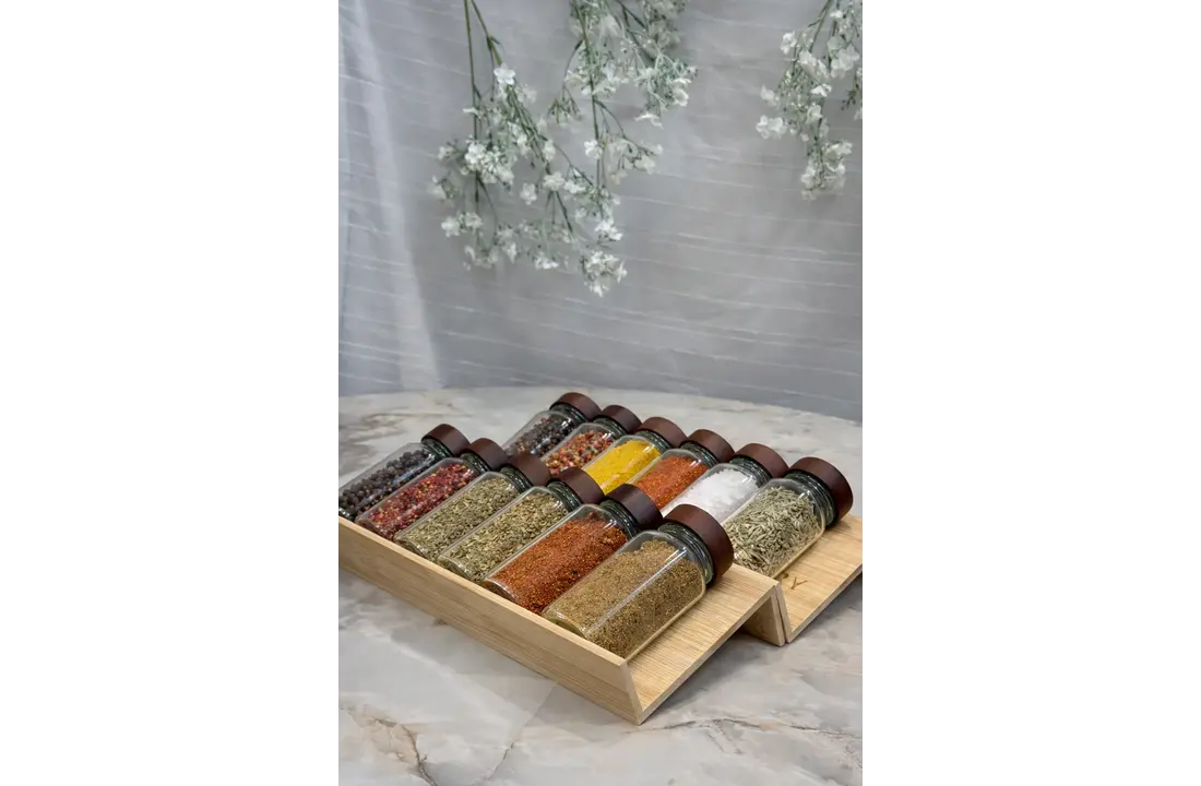 Kruidenpotjes Set – Complete 12-Delige Keukenopslag met Stijlvol Houten Rek