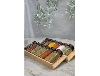 Kruidenpotjes Set – Complete 12-Delige Keukenopslag met Stijlvol Houten Rek