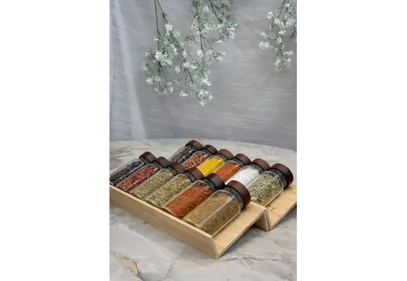 Kruidenpotjes Set – Complete 12-Delige Keukenopslag met Stijlvol Houten Rek