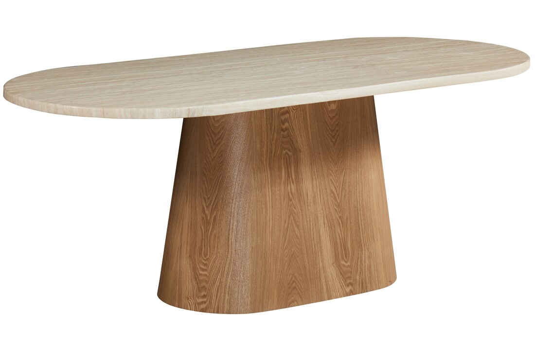 Eettafel Atlanta - Travertin marmer | Eiken