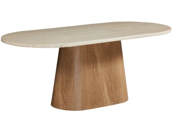 Eettafel Atlanta - Travertin marmer | Eiken