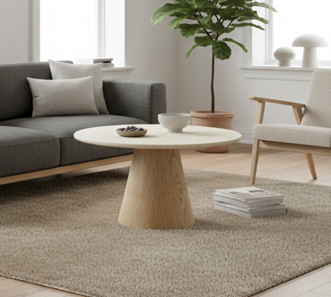 Salontafel Atlanta - Travertin marmer | Eiken