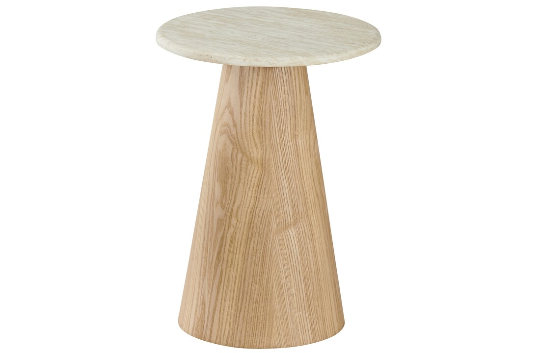 Bijzettafel Atlanta - Travertin marmer | Eiken