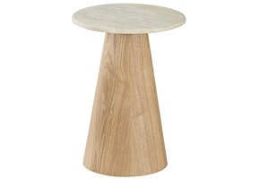 Bijzettafel Atlanta - Travertin marmer | Eiken