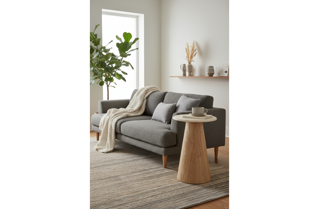 Bijzettafel Atlanta - Travertin marmer | Eiken