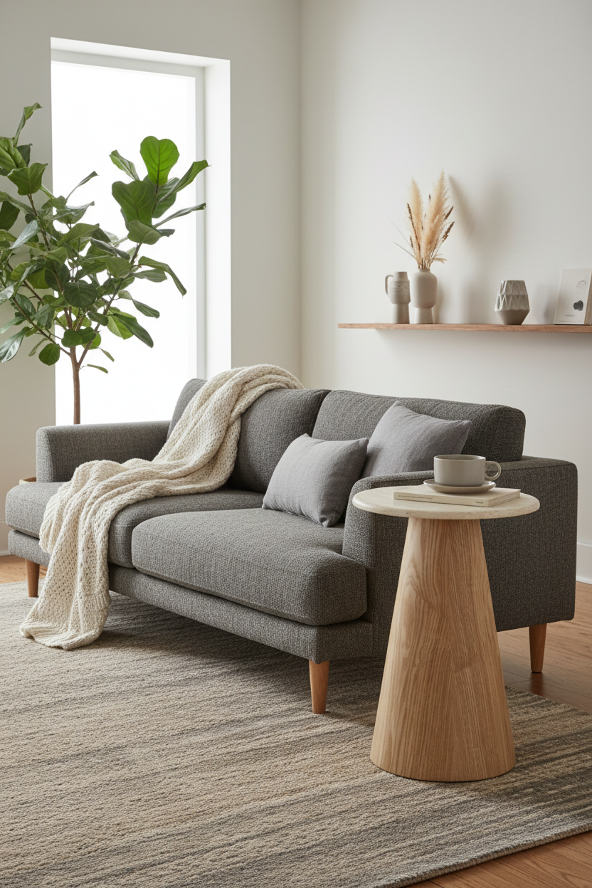 Bijzettafel Atlanta - Travertin marmer | Eiken