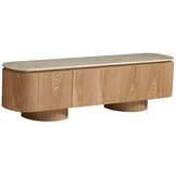 Tv-meubel - Atlanta - Travertin marmer | Eiken - L180 x B40 x H50 cm