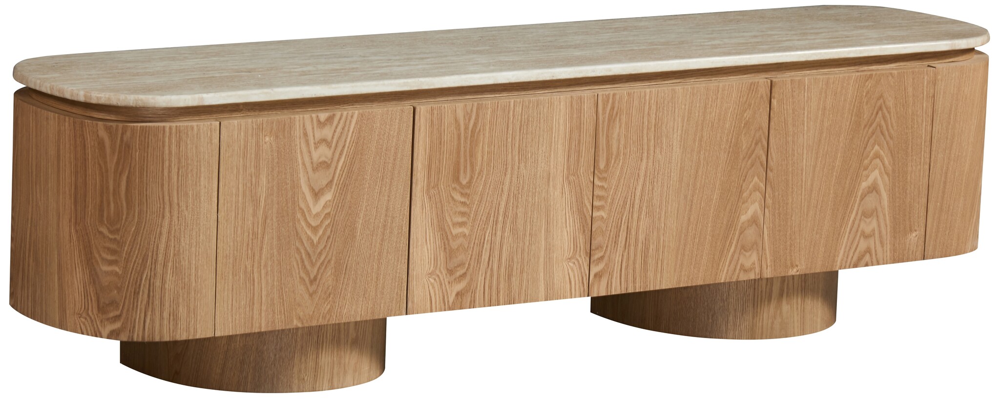 Tv-meubel - Atlanta - Travertin marmer | Eiken - L180 x B40 x H50 cm