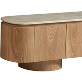 Tv-meubel - Atlanta - Travertin marmer | Eiken - L180 x B40 x H50 cm