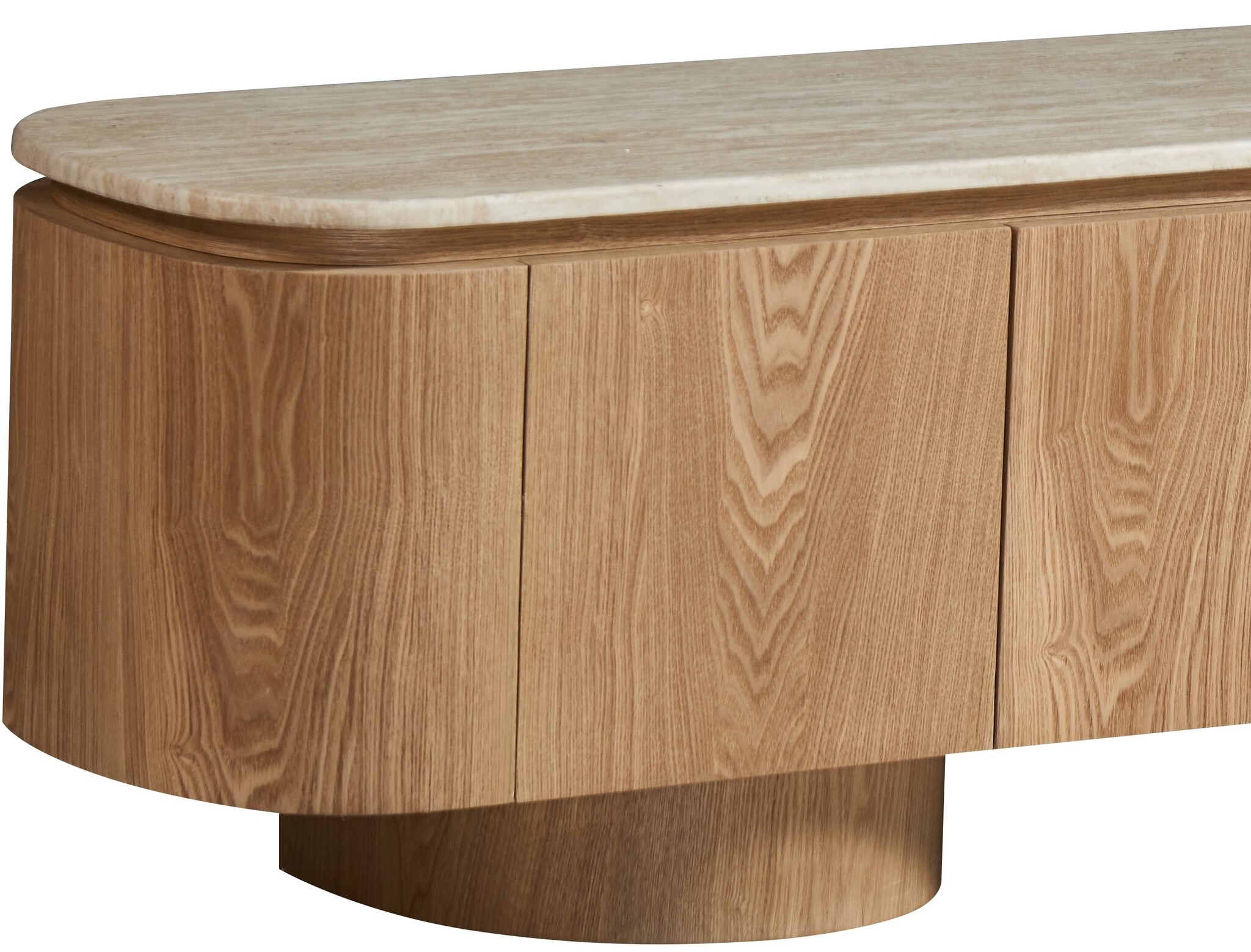 Tv-meubel - Atlanta - Travertin marmer | Eiken - L180 x B40 x H50 cm