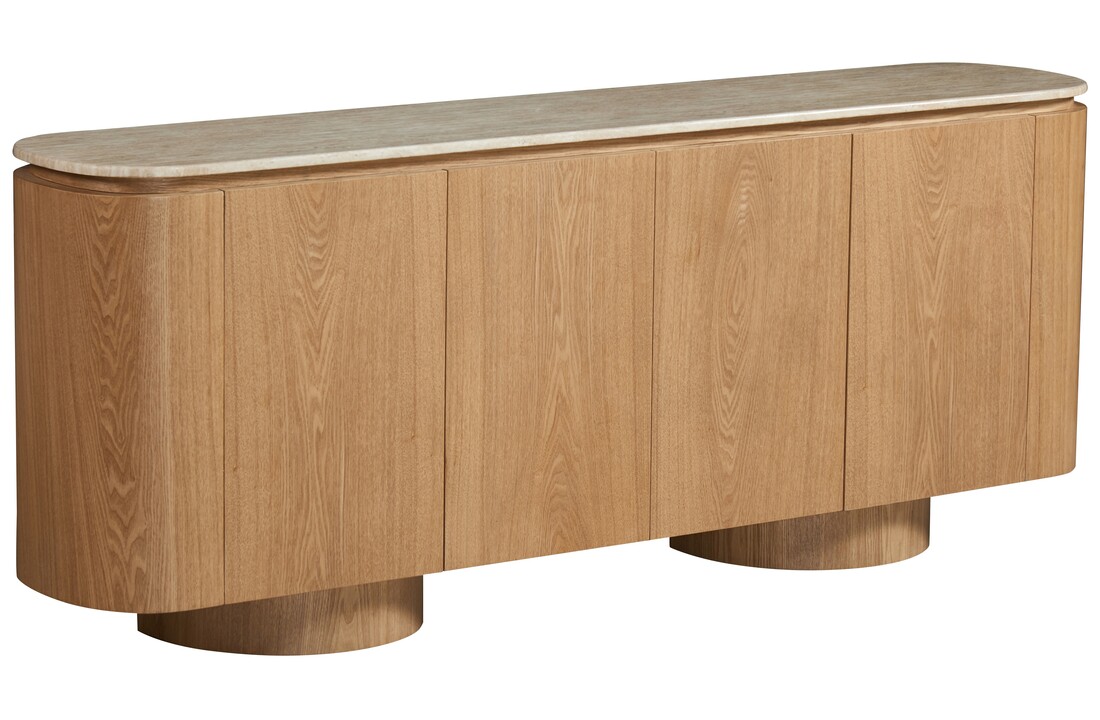 Dressoir - Atlanta - Travertin marmer | Eiken - L200 x B40 x H80 cm