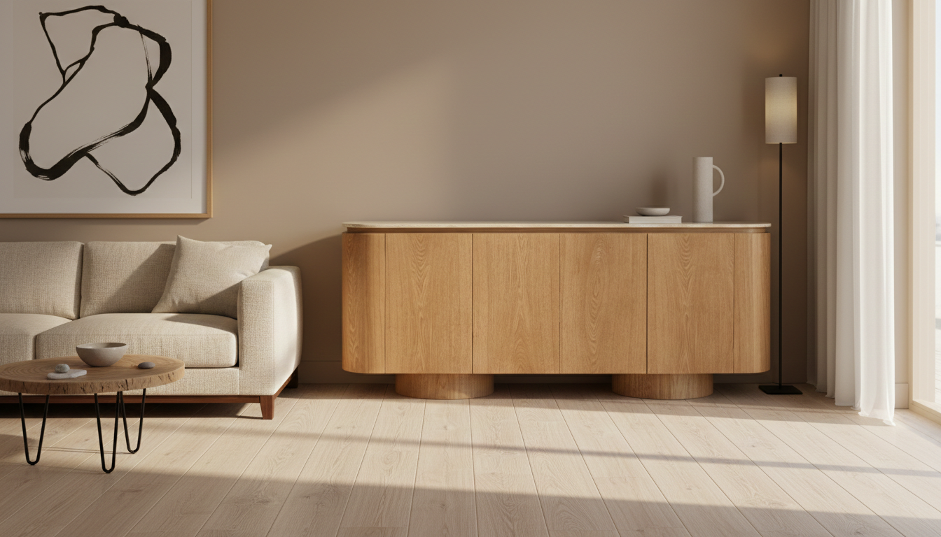 Dressoir - Atlanta - Travertin marmer | Eiken - L200 x B40 x H80 cm