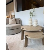 Salontafel Montezara - Travertin | Brushed Gold - set van 2