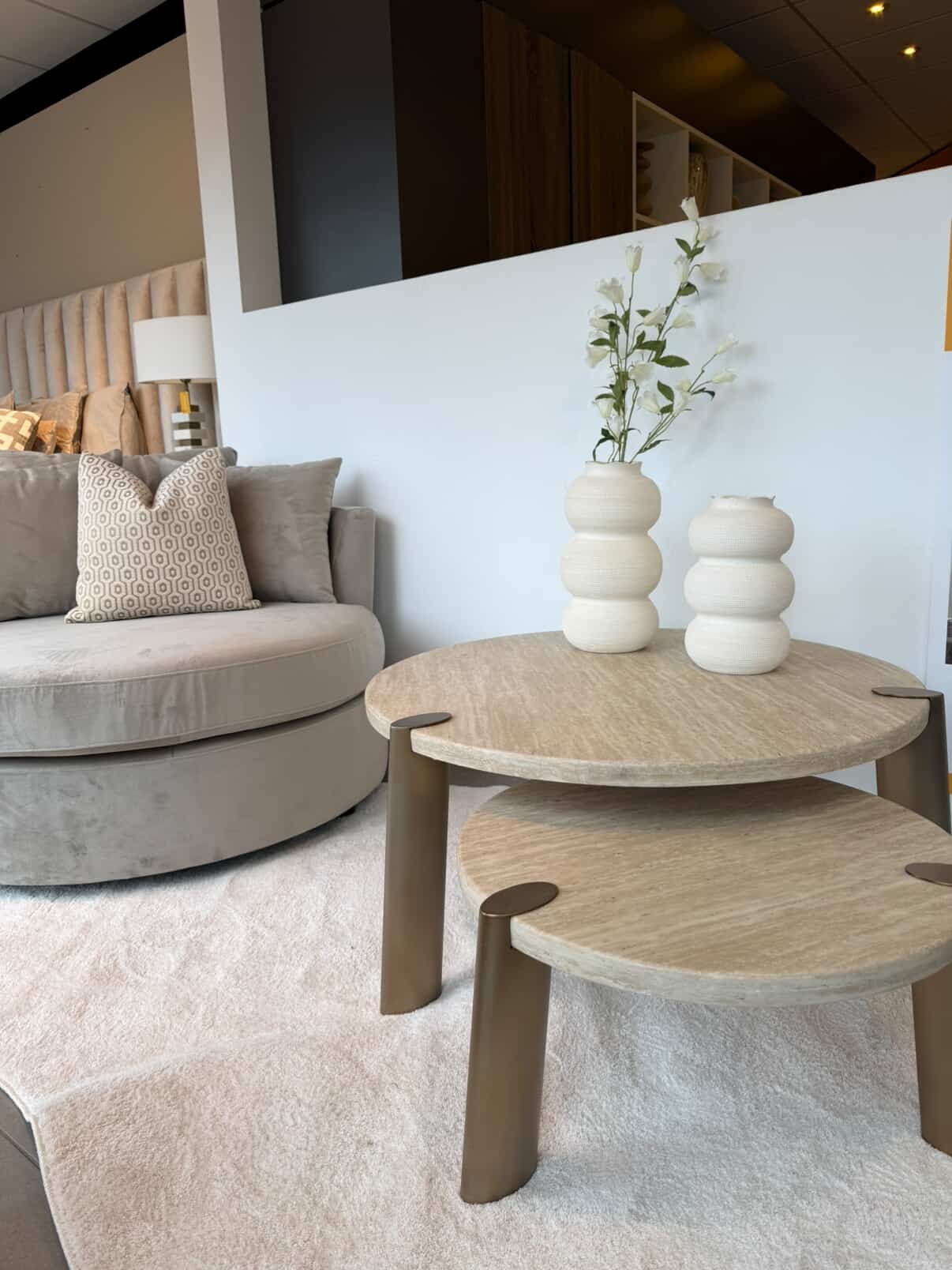 Salontafel Montezara - Travertin | Brushed Gold - set van 2