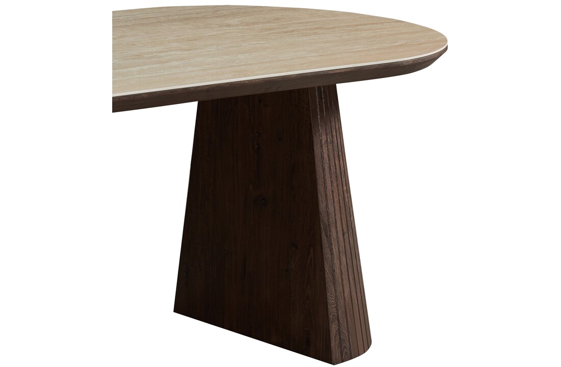 Eettafel Helsinki - Bruin / Keramiek Travertinlook - L200 x B90 x H76 cm