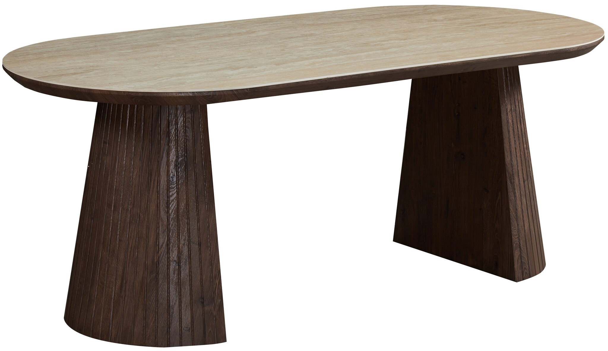 Eettafel Helsinki - Bruin / Keramiek Travertinlook - L200 x B90 x H76 cm