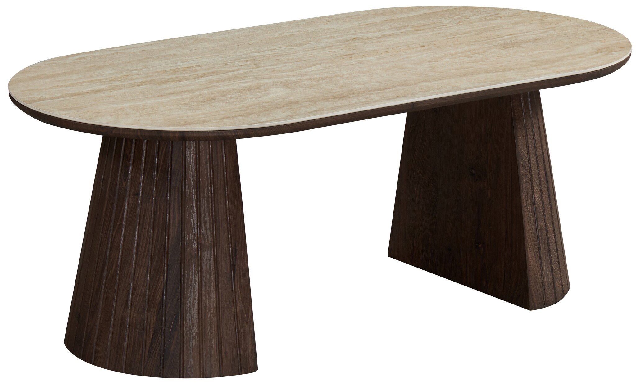 Salontafel Helsinki - Bruin / Keramiek Travertinlook - L120 x B60 x H45 cm