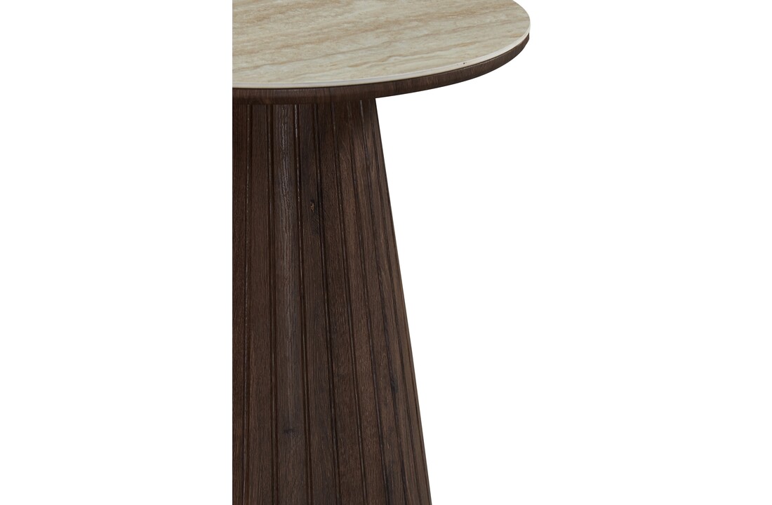 Bijzettafel Helsinki - Bruin / Keramiek Travertinlook - Ø 55 cm x H50 cm