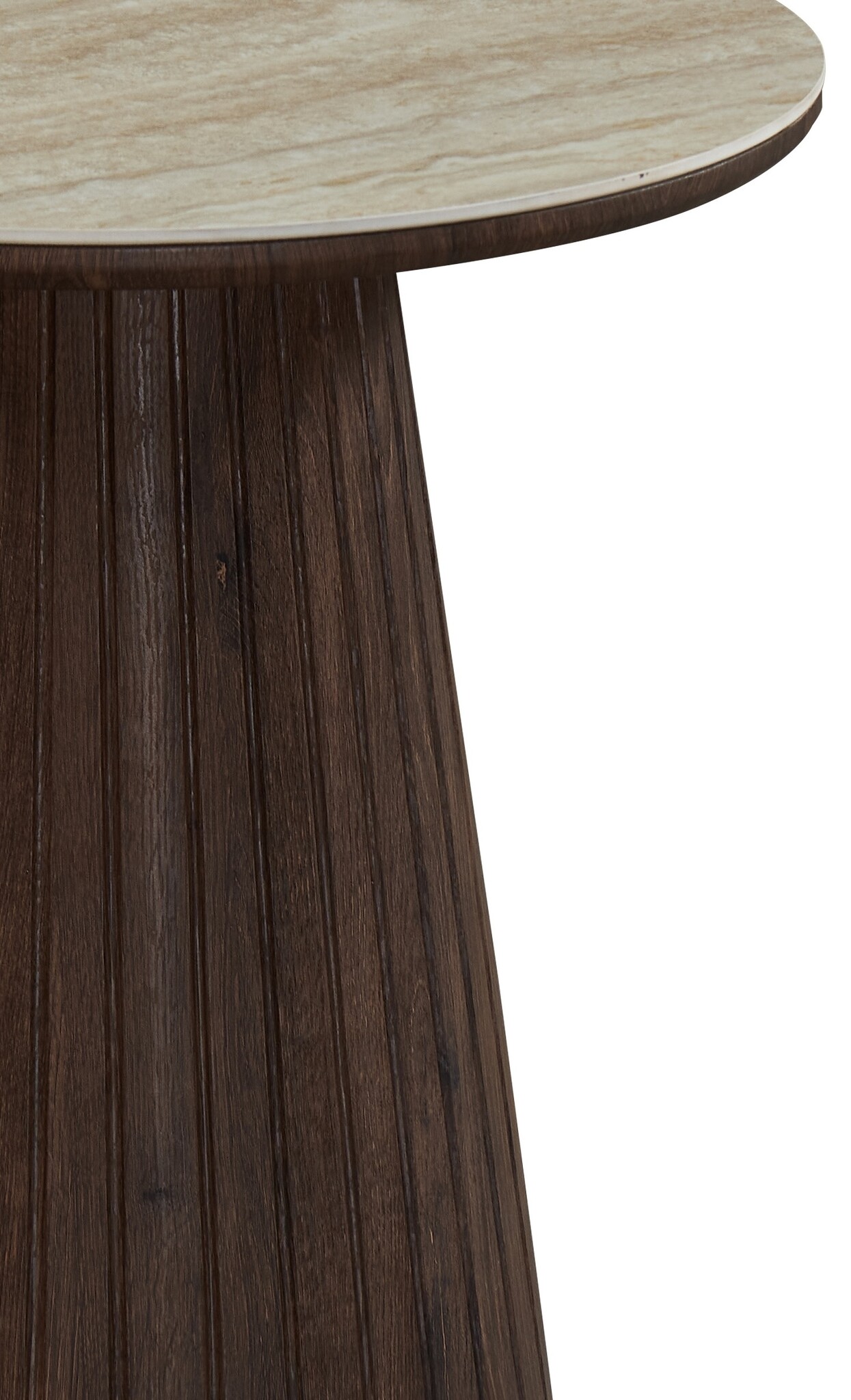 Bijzettafel Helsinki - Bruin / Keramiek Travertinlook - Ø 55 cm x H50 cm