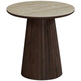 Bijzettafel Helsinki - Bruin / Keramiek Travertinlook - Ø 55 cm x H50 cm