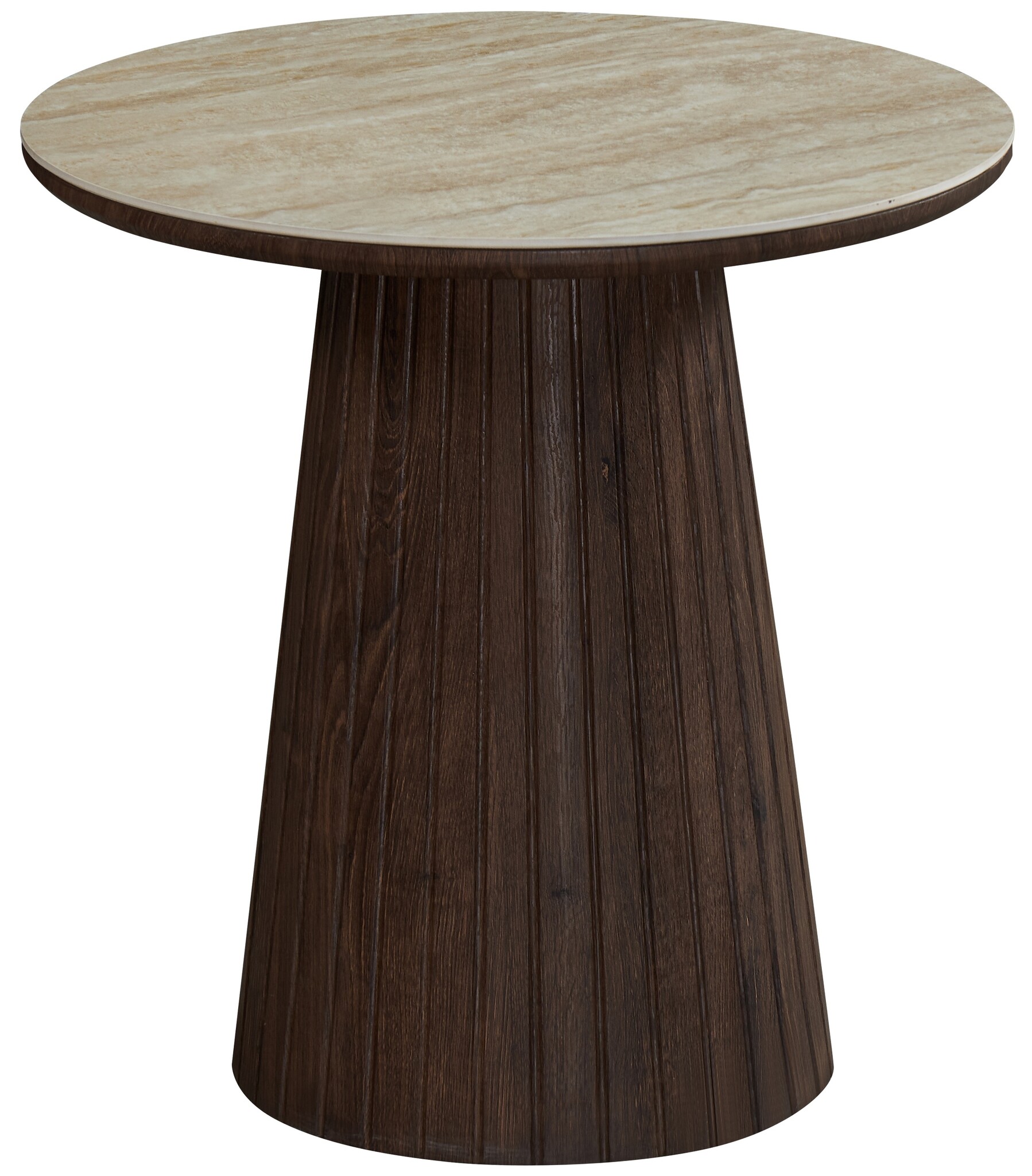 Bijzettafel Helsinki - Bruin / Keramiek Travertinlook - Ø 55 cm x H50 cm