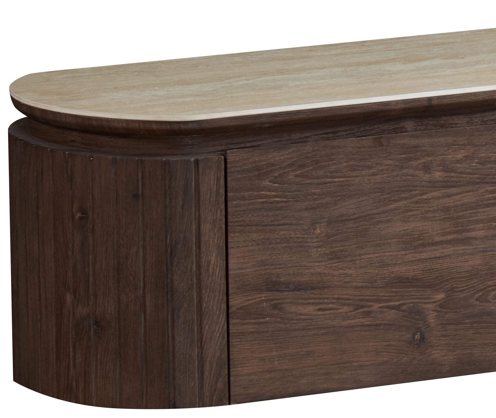 Tv-meubel Helsinki - Zwevend - Bruin / Keramiek Travertinlook - L200 x B40 x H35 cm