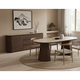 Dressoir Helsinki - Bruin / Keramiek Travertinlook - L200 x B40 x H80 cm