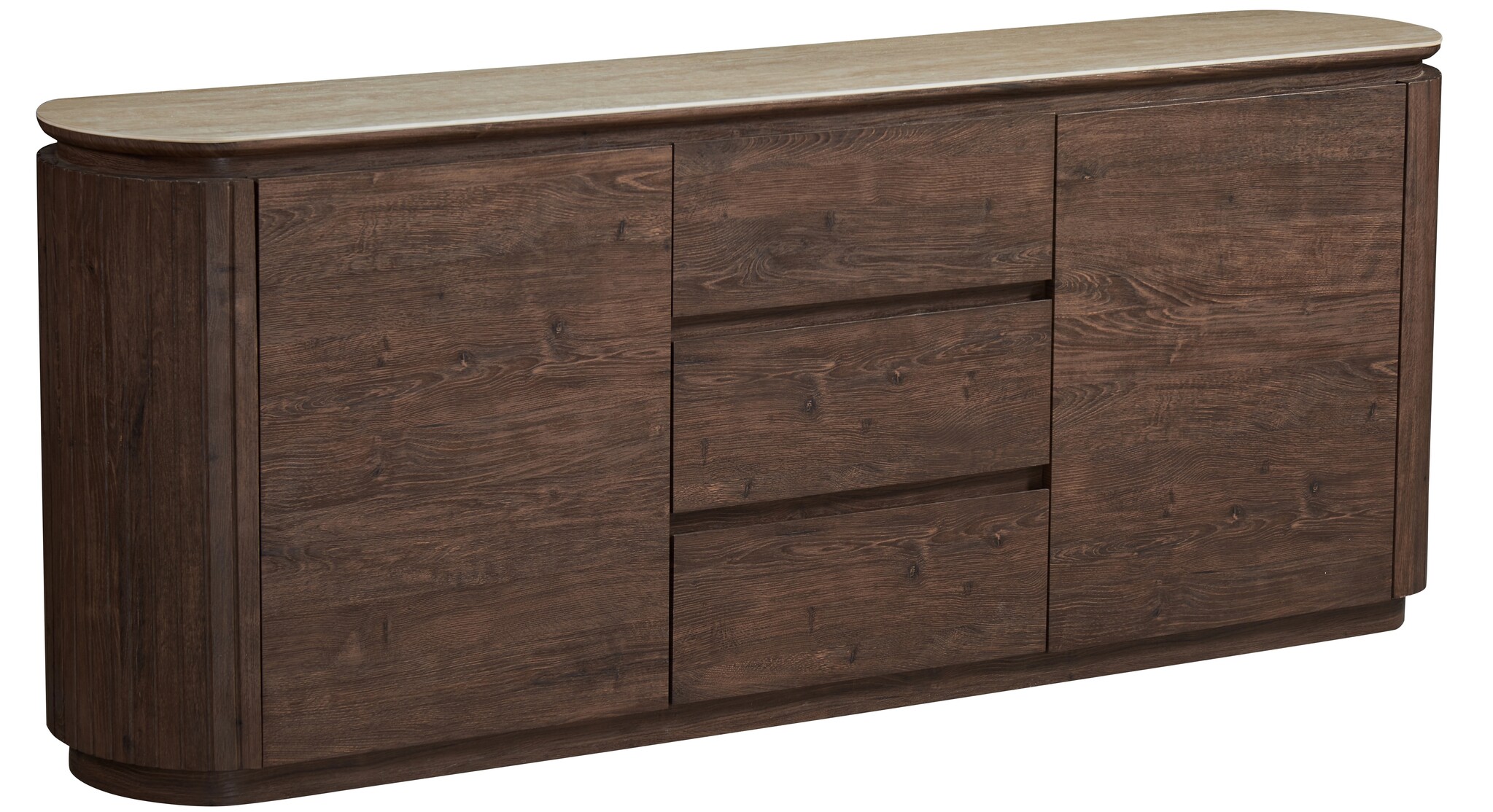 Dressoir Helsinki - Bruin / Keramiek Travertinlook - L200 x B40 x H80 cm
