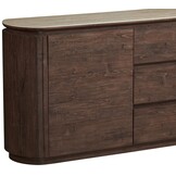 Dressoir Helsinki - Bruin / Keramiek Travertinlook - L200 x B40 x H80 cm