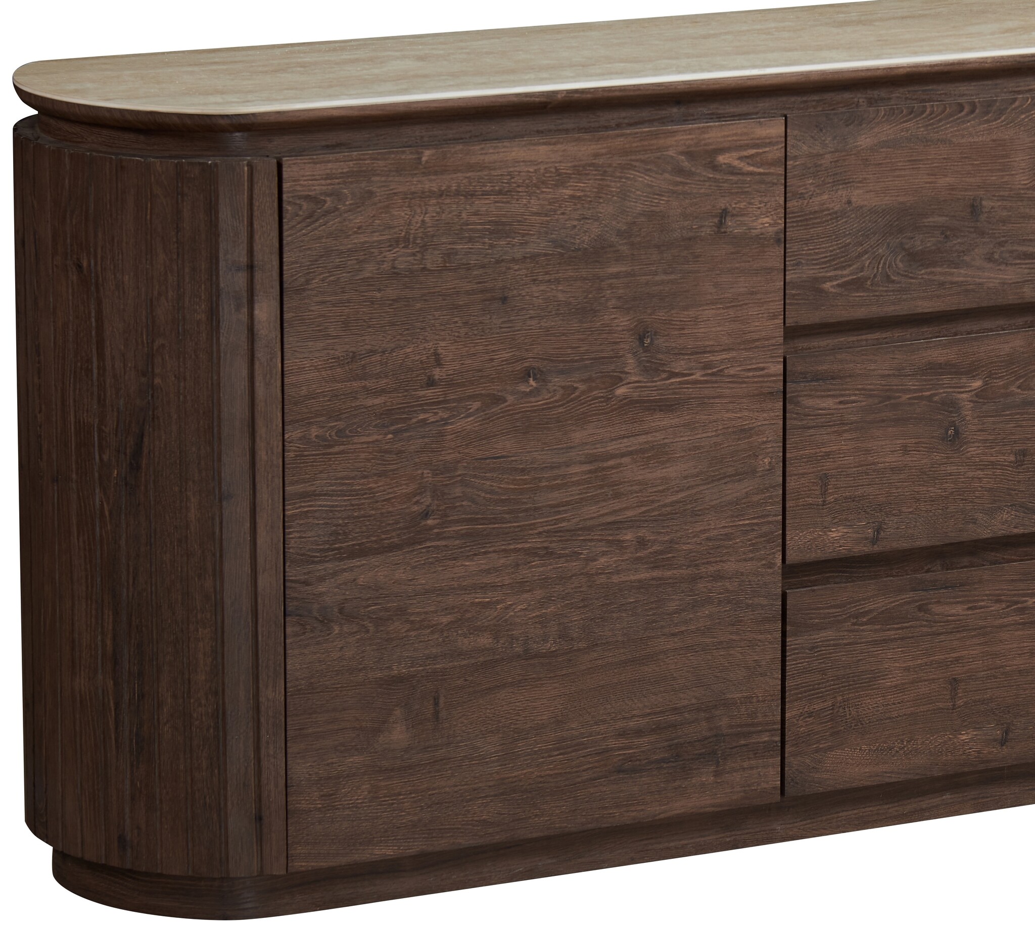 Dressoir Helsinki - Bruin / Keramiek Travertinlook - L200 x B40 x H80 cm
